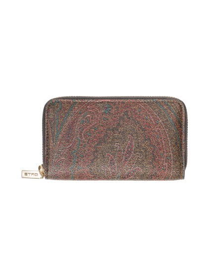 Shop ETRO  Portamonete: Etro purse made in the iconic Paisley jacquard canvas.
Zip closure.
Metallic accessories with golden finish.
Dimensions: 13 x 8cm.
External composition: Paisley jacquard cotton fabric coated with matt grain and doubled in canvas.
Internal composition: 100% calf leather.
Lining composition: 100% nylon.
Made in Italy.. 0N917 8210-0600